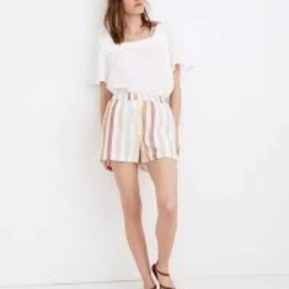 Madewell x Laude the Label Everyday Shorts in Painter Stripe 100% Linen M - Picture 1 of 13